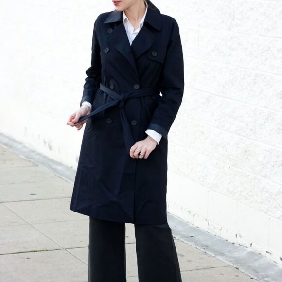 Vintage Markette Navy Blue Trench Coat, Size 6 - Picture 8 of 8